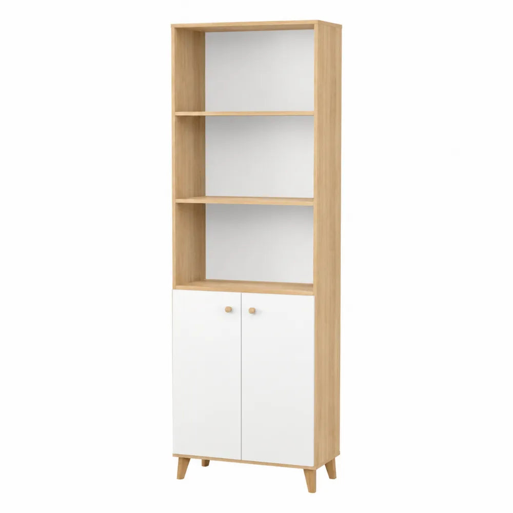 Libreria in Legno e MDF Bianco con Ante
