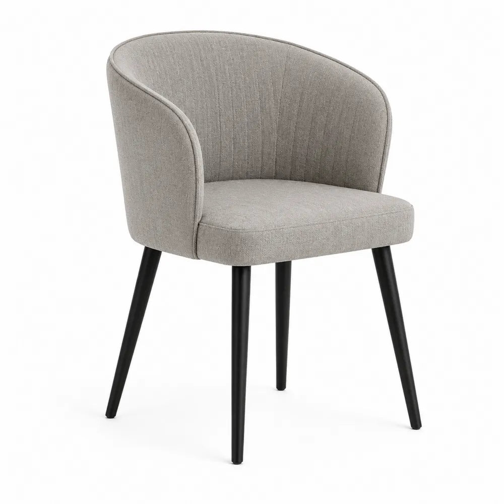 Sedia da pranzo in tessuto grigio con gambe in metallo