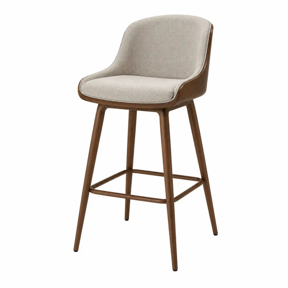 Sgabello in legno e tessuto poliestere beige 104 cm
