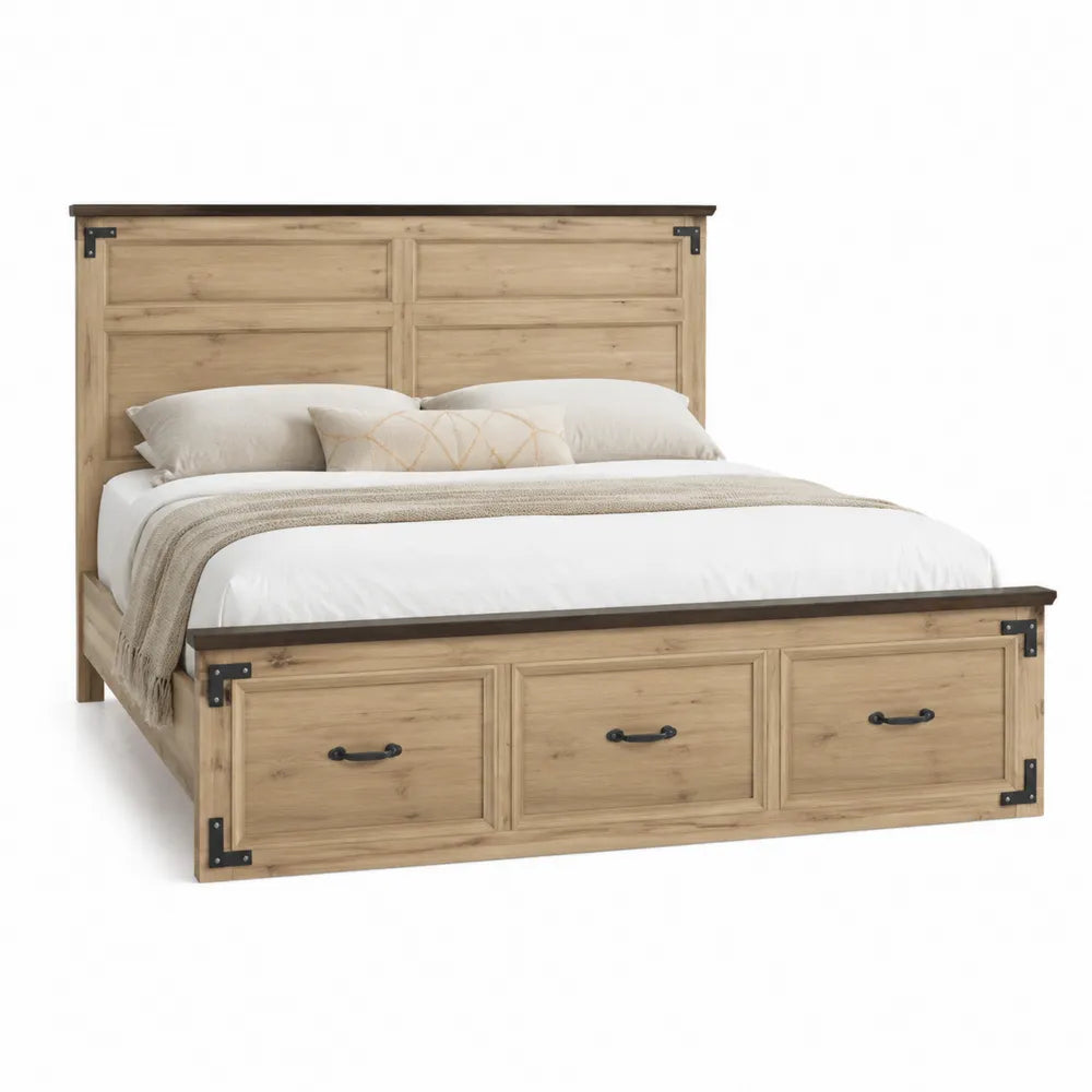 Letto in legno di rovere con cassetti 200x180 cm
