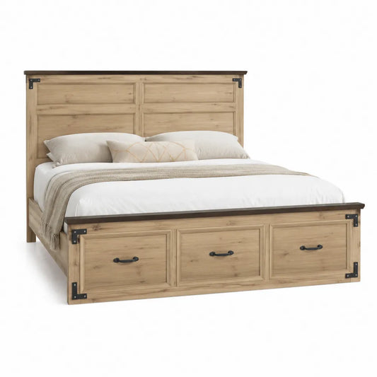 Letto in legno di rovere con cassetti 200x180 cm