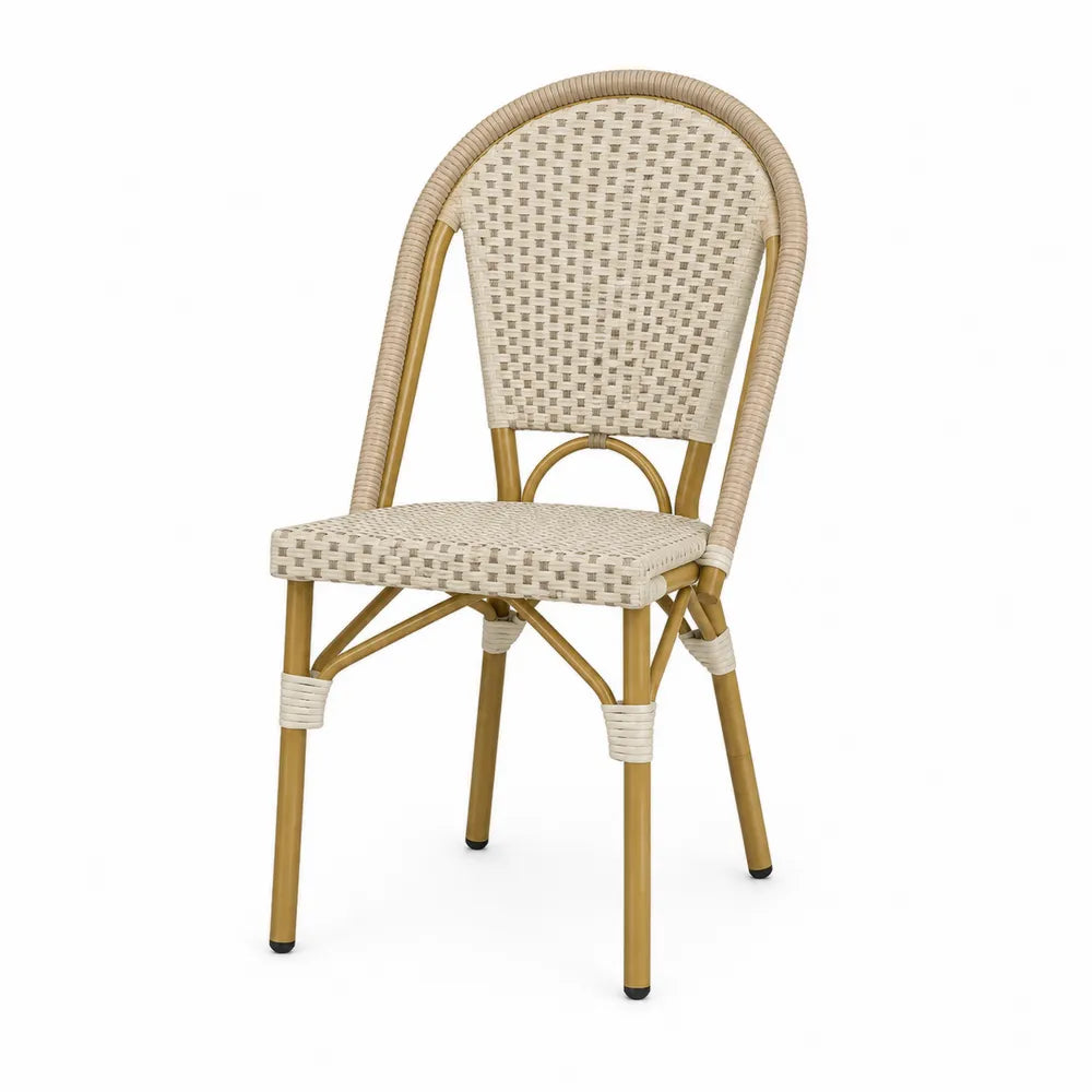 Sedia in rattan sintetico e alluminio beige