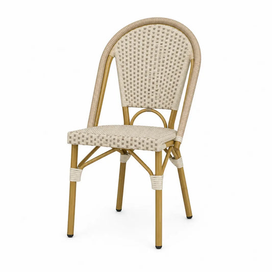 Sedia in rattan sintetico e alluminio beige