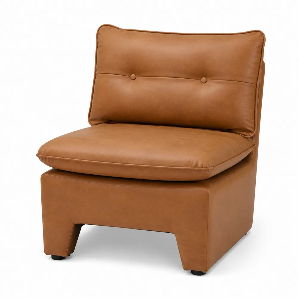 Poltrona Lounge in Pelle Sintetica Marrone 80x75x85cm