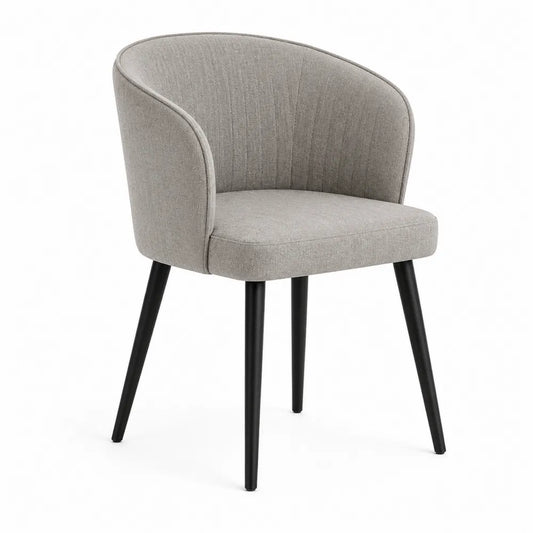 Sedia da pranzo in tessuto grigio con gambe in metallo