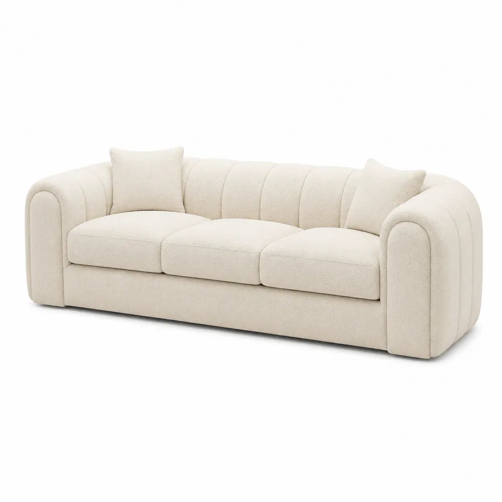Divano a tre posti in tessuto beige