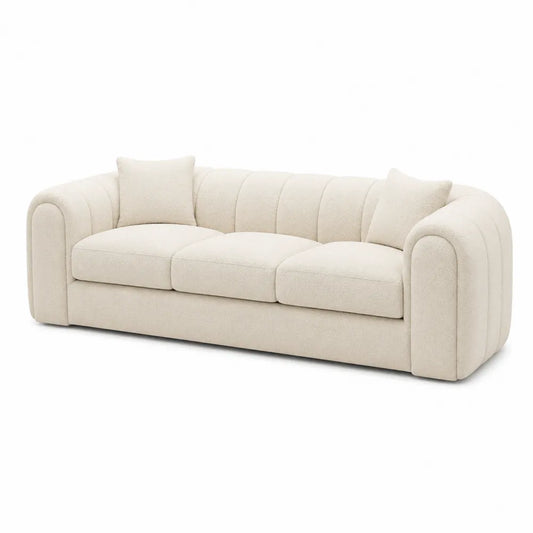 Divano a tre posti in tessuto beige